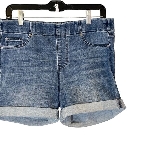 LIVERPOOL Pull-On Roll Cuff Blue Stretchy Jean Shorts The Short Size 6/28 - Picture 3 of 8